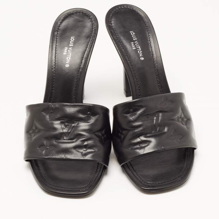 Pre Owned Louis Vuitton Black Leather Revival Mules Sandals Size 38