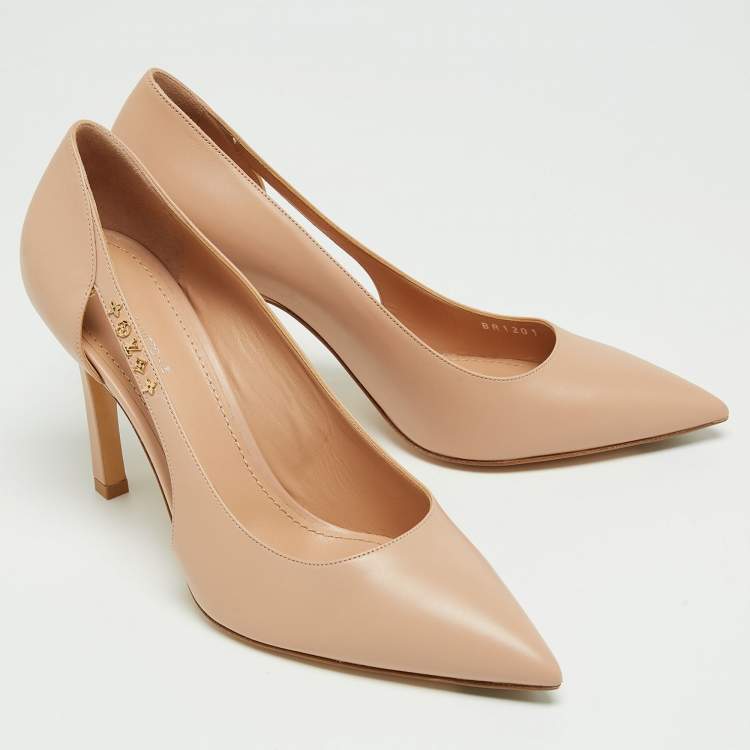 Pre Owned Louis Vuitton Light Pink Leather Pointed Toe Pumps Size 40