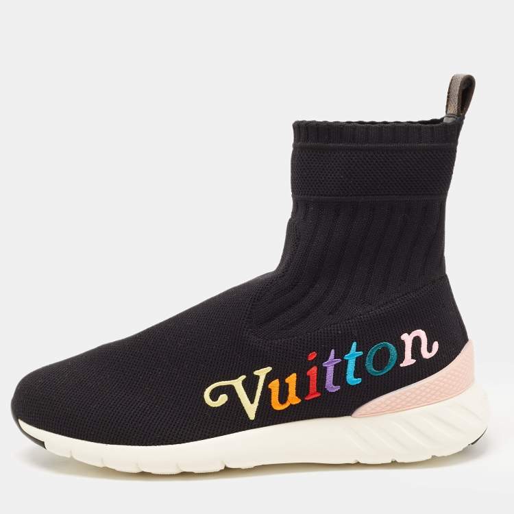 Pre Owned Louis Vuitton Black Knit Fabric Aftergame High Top Sneakers Size 40