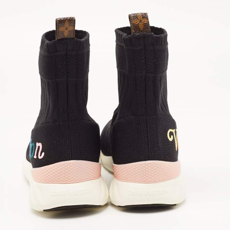 Pre Owned Louis Vuitton Black Knit Fabric Aftergame High Top Sneakers Size 40