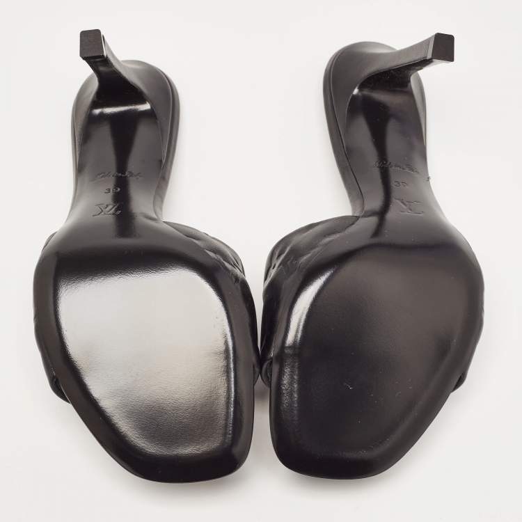 مملوكة مسبقًا Louis Vuitton Black Monogram Leather Slides Size 39