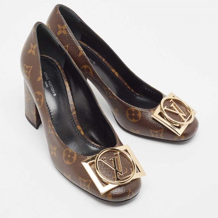 Pre Owned Louis Vuitton Brown Monogram Canvas Madeleine Pumps Size 37.5