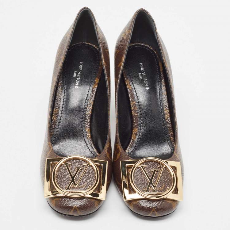 Pre Owned Louis Vuitton Brown Monogram Canvas Madeleine Pumps Size 37.5