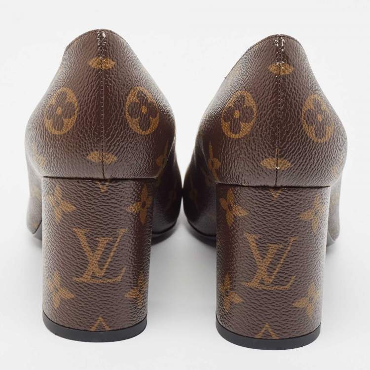 Pre Owned Louis Vuitton Brown Monogram Canvas Madeleine Pumps Size 37.5