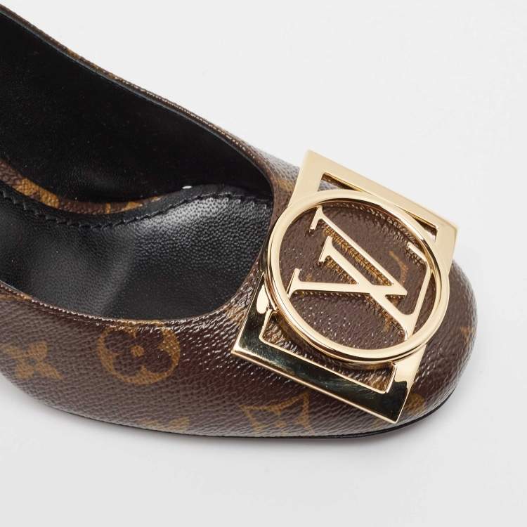 Pre Owned Louis Vuitton Brown Monogram Canvas Madeleine Pumps Size 37.5