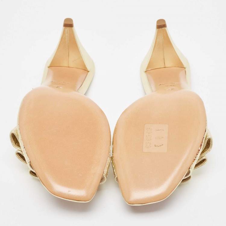 Pre Owned Louis Vuitton Gold Leather evening Slides Size 38.5
