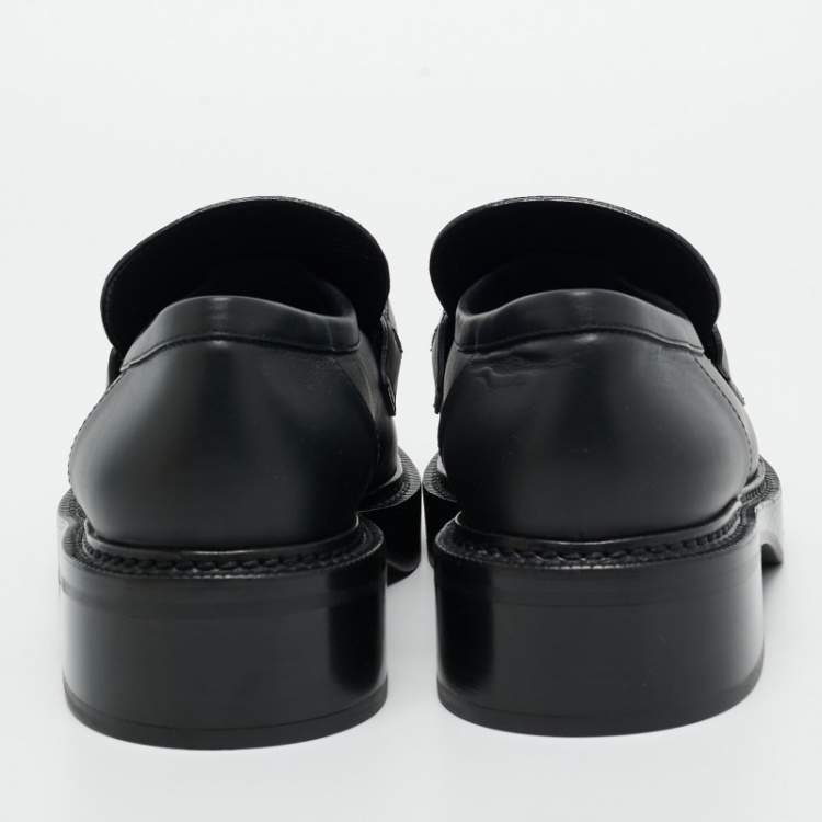 Pre Owned Louis Vuitton Black Monogram Canvas and Leather Academy Loafers Size 41
