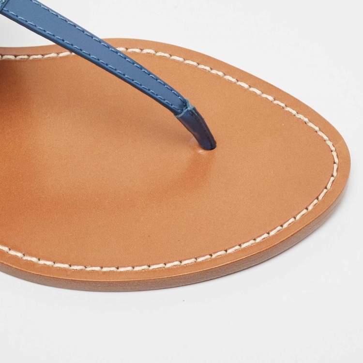 Pre Owned Louis Vuitton Blue Monogram Denim Starboard Flat Thong Sandals Size 40