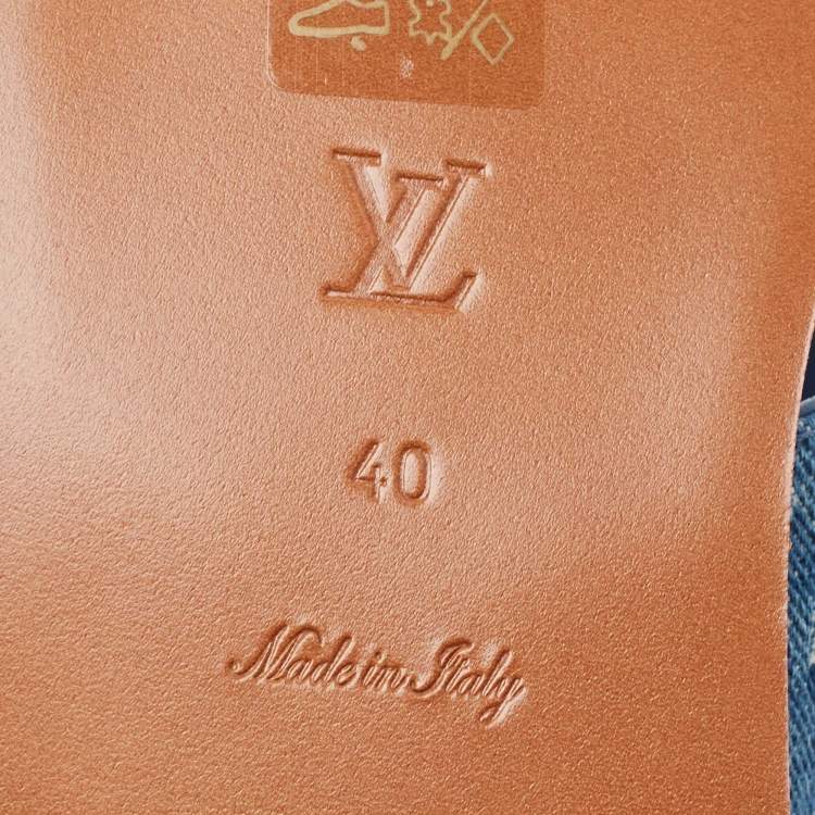 Pre Owned Louis Vuitton Blue Monogram Denim Starboard Flat Thong Sandals Size 40