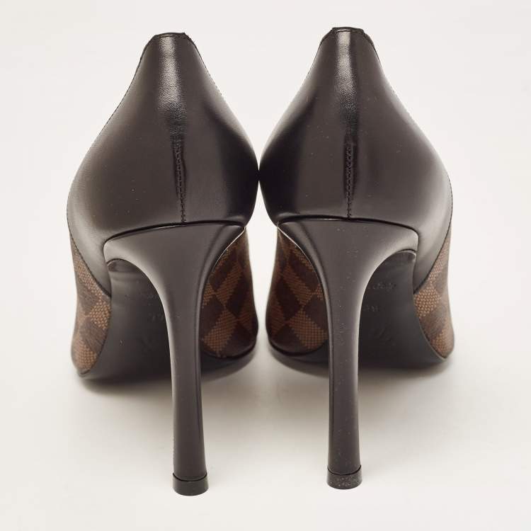 Pre Owned Louis Vuitton Brown Monogram Canvas Chérie Pointed Toe Pumps Size 39