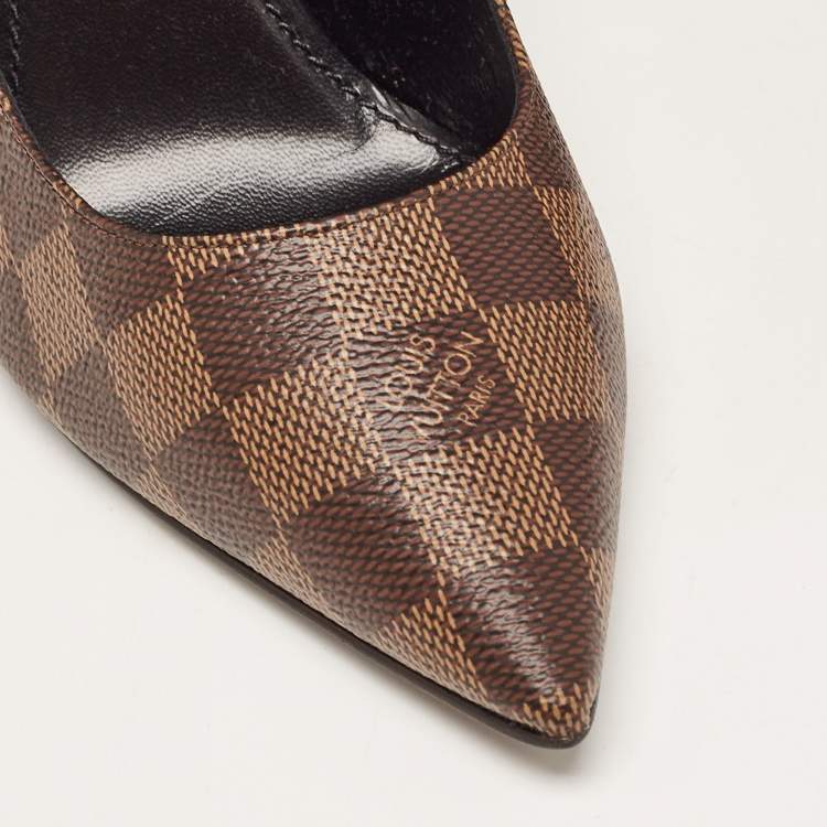 Pre Owned Louis Vuitton Brown Monogram Canvas Chérie Pointed Toe Pumps Size 39