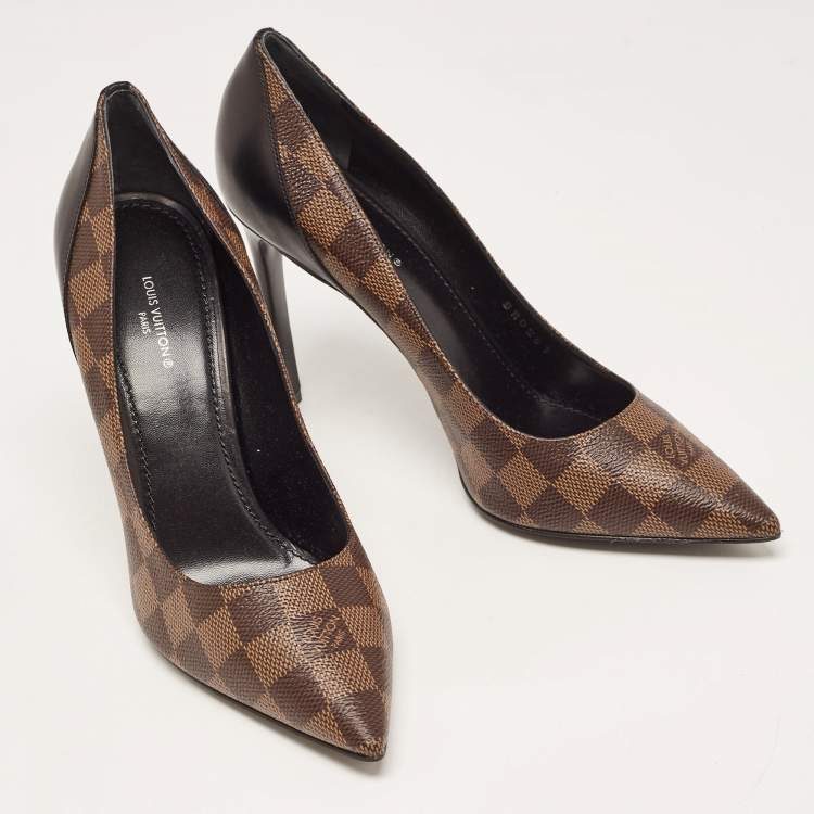 Pre Owned Louis Vuitton Brown Monogram Canvas Chérie Pointed Toe Pumps Size 39
