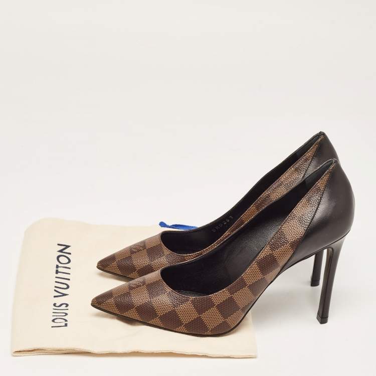 Pre Owned Louis Vuitton Brown Monogram Canvas Chérie Pointed Toe Pumps Size 39