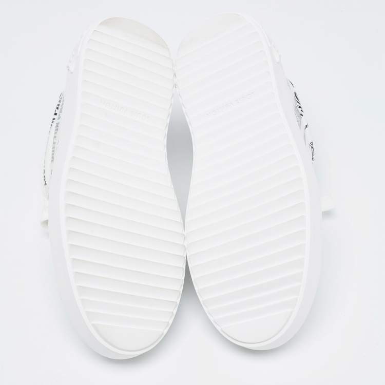 Pre Owned Louis Vuitton White/Black Leather Time Out Trainers Sneakers Size 38
