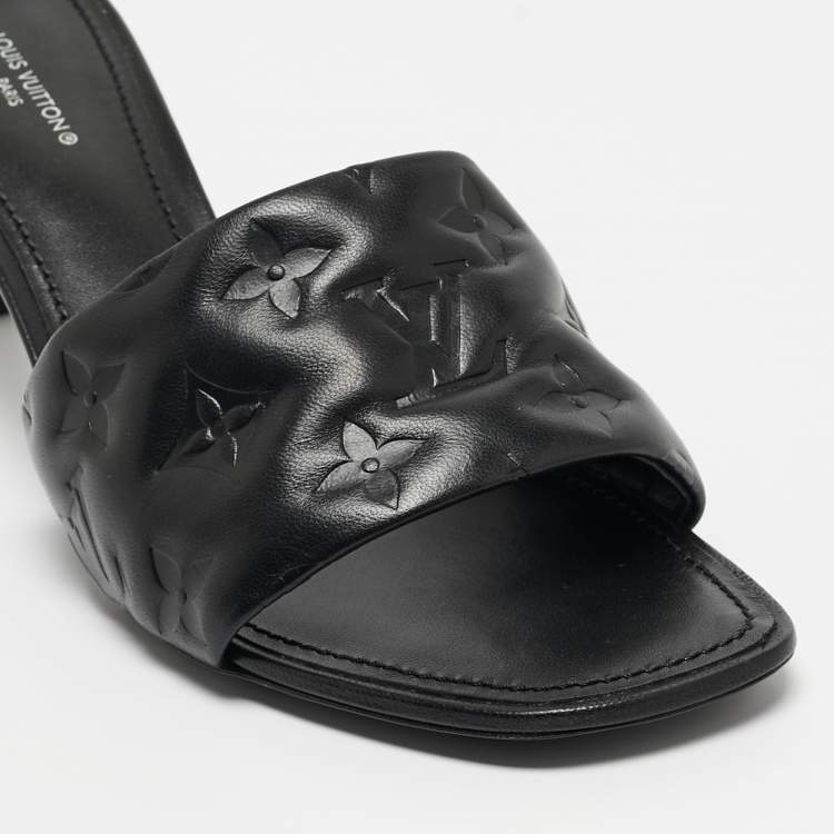 Pre Owned Louis Vuitton Black Leather Revival Slides Size  40