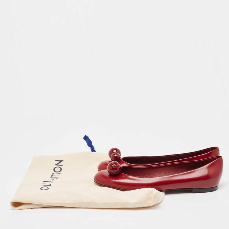 Pre Owned Louis Vuitton Burgundy Leather Betty Ballet Flats Size 39.5
