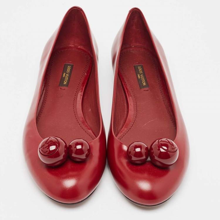 Pre Owned Louis Vuitton Burgundy Leather Betty Ballet Flats Size 39.5