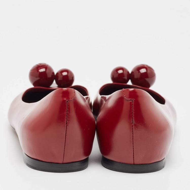 Pre Owned Louis Vuitton Burgundy Leather Betty Ballet Flats Size 39.5