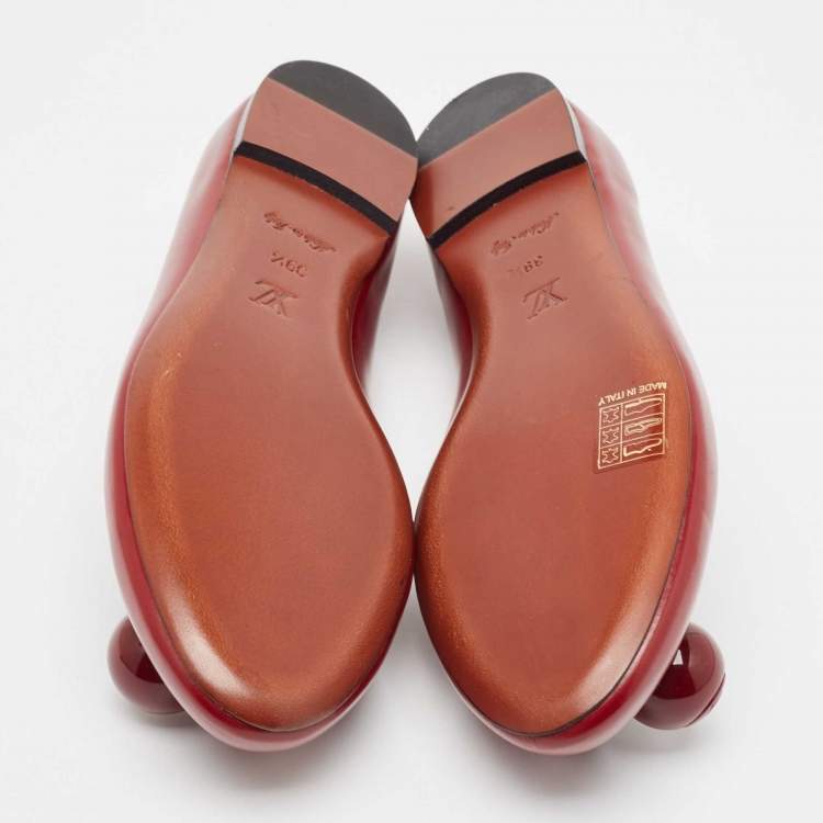 Pre Owned Louis Vuitton Burgundy Leather Betty Ballet Flats Size 39.5