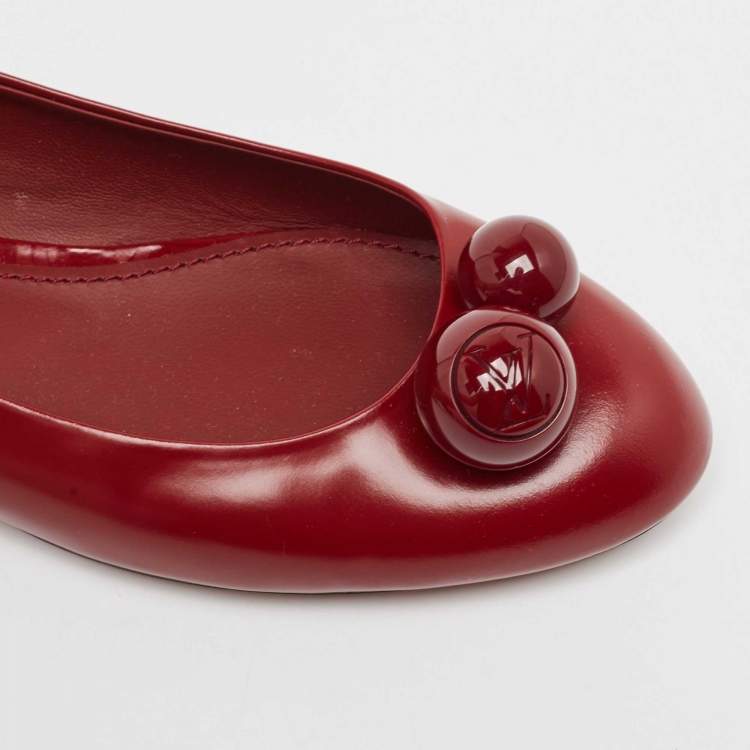 Pre Owned Louis Vuitton Burgundy Leather Betty Ballet Flats Size 39.5