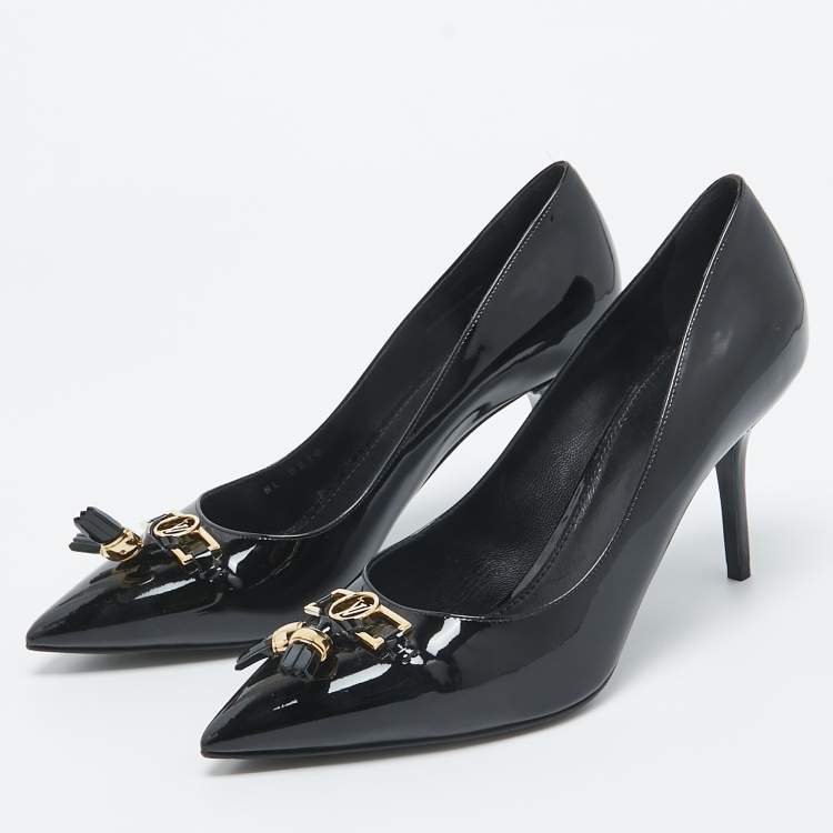 Pre Owned Louis Vuitton Black Patent Leather Pointed Toe Pumps Size 40