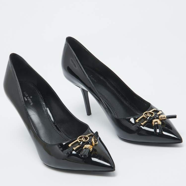 Pre Owned Louis Vuitton Black Patent Leather Pointed Toe Pumps Size 40
