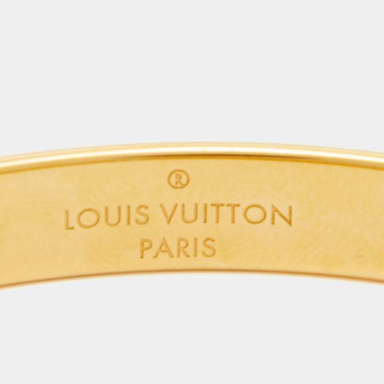 Pre Owned Louis Vuitton Crystal Monogram Nanogram Gold Tone Strass Cuff Bracelet M