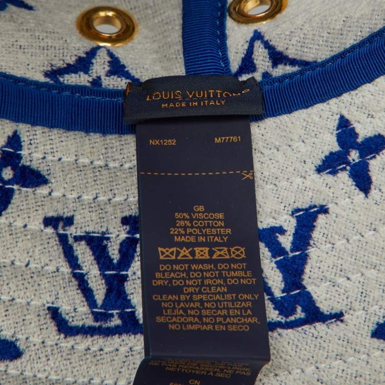 Pre Owned Louis Vuitton Bleu Monogram Velvet LV Match Bucket Hat M