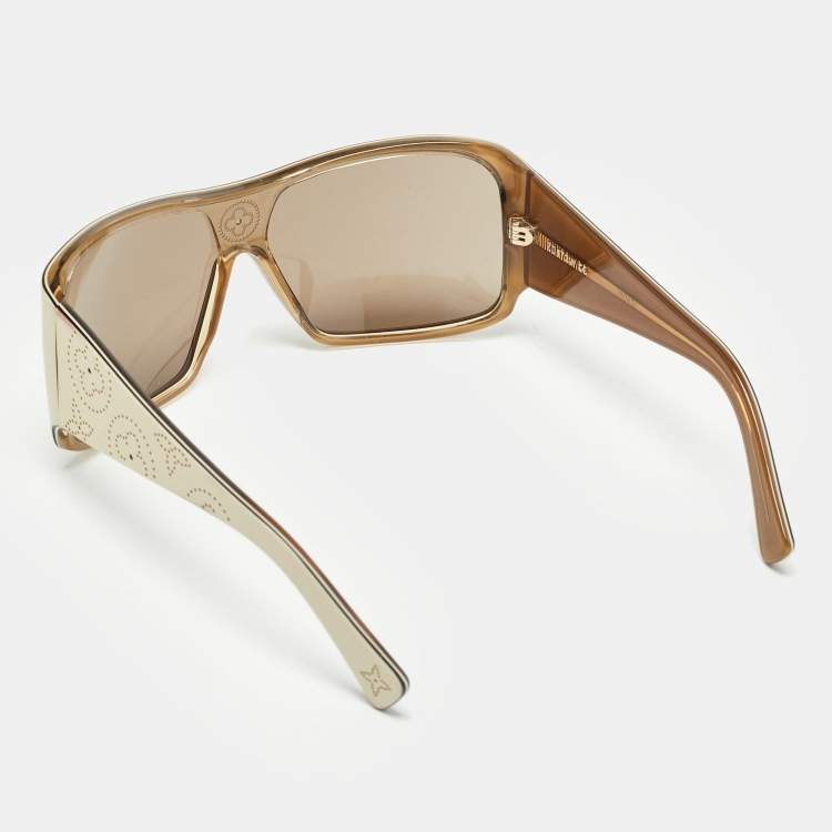 Pre Owned Louis Vuitton Brown/Cream Monogram Mahina  Z0173W Sunglasses