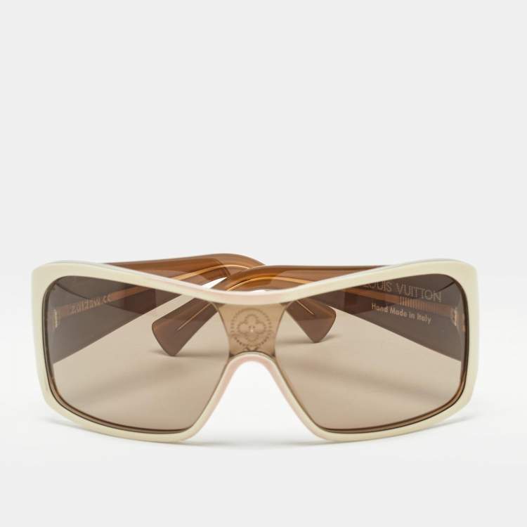 Pre Owned Louis Vuitton Brown/Cream Monogram Mahina  Z0173W Sunglasses