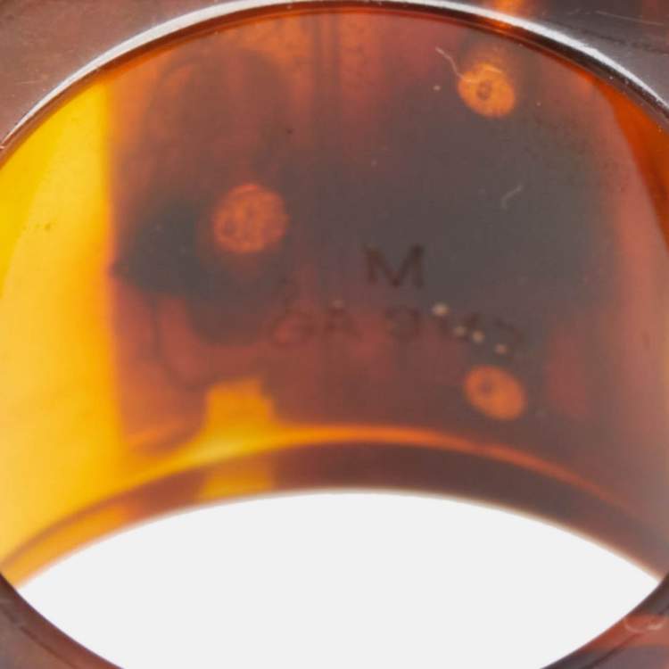 Pre Owned Louis Vuitton Resin Lock It Gold Tone Ring Size 54