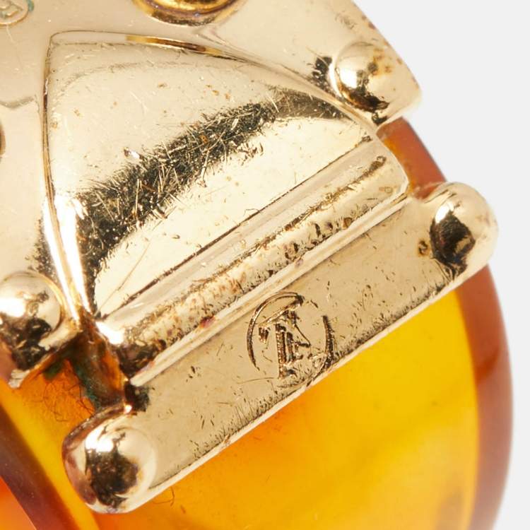 Pre Owned Louis Vuitton Resin Lock It Gold Tone Ring Size 54