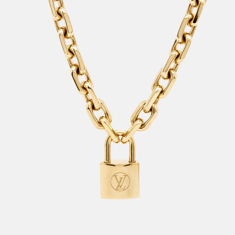Pre Owned Louis Vuitton  LV Edge  Cadenas  Gold Tone Necklace