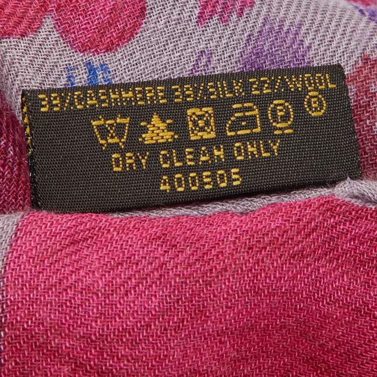 Pre Owned Louis Vuitton Pale Purple Monogram Scribble Print Cashmere & Silk Scarf