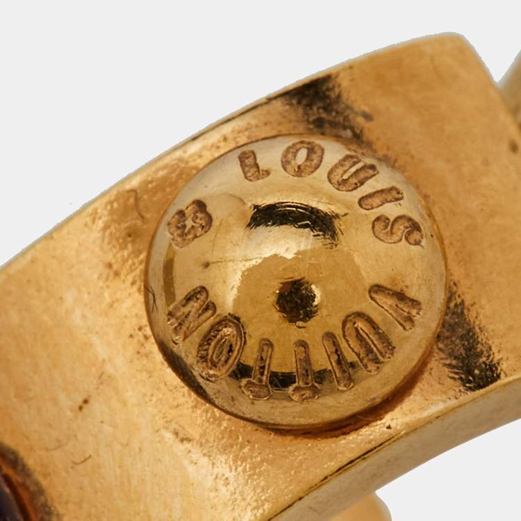Pre Owned Louis Vuitton Gold Tone Gimme A Clue Hoop Earrings