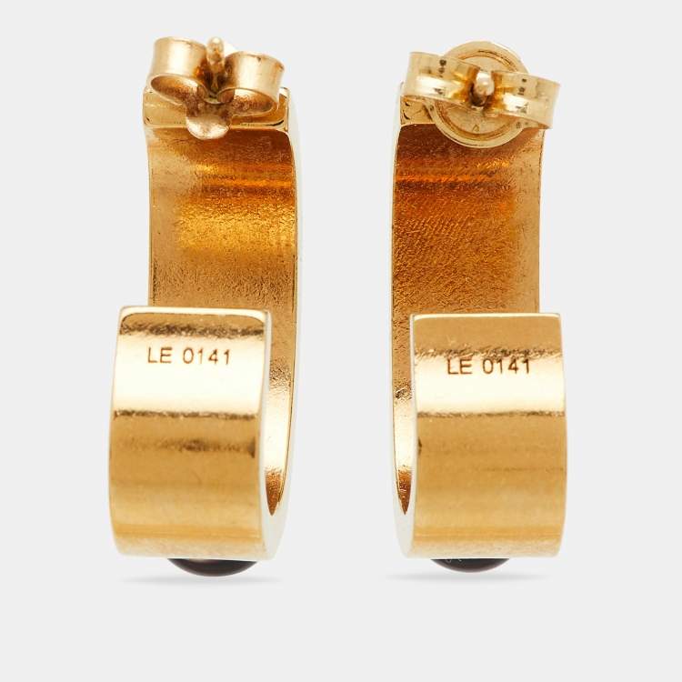 Pre Owned Louis Vuitton Gold Tone Gimme A Clue Hoop Earrings