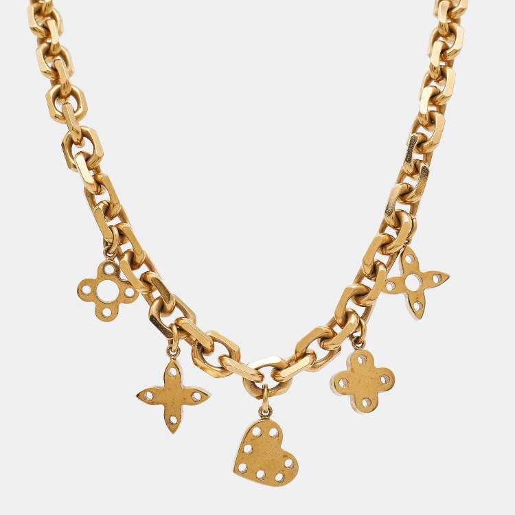 Pre Owned Louis Vuitton Hide and Seek Resin Gold Tone Necklace