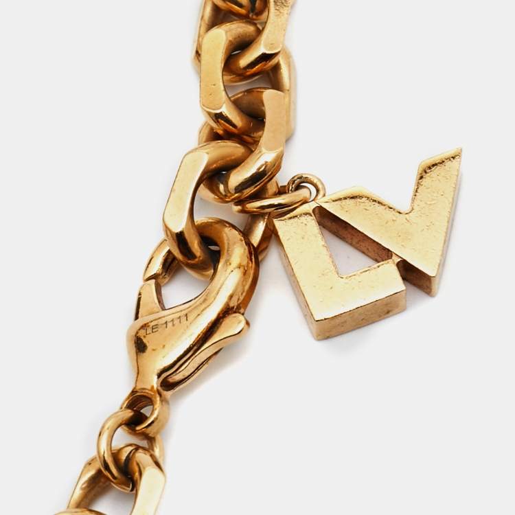 Pre Owned Louis Vuitton Hide and Seek Resin Gold Tone Necklace