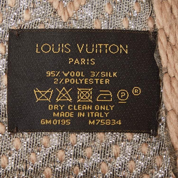 Pre Owned Louis Vuitton Beige Logomania Shine Scarf