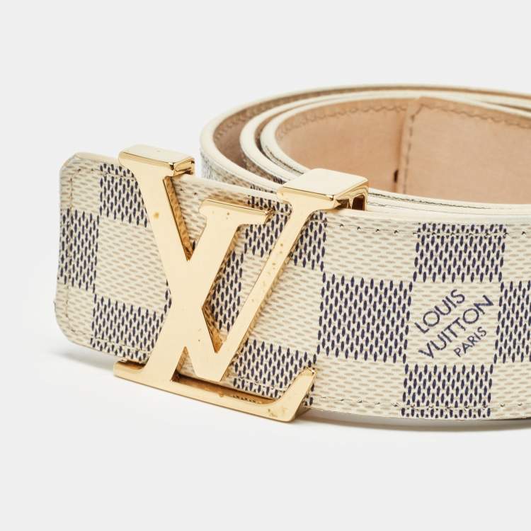 Pre Owned Louis Vuitton Damier Azur Canvas LV Initiales Belt 95 CM