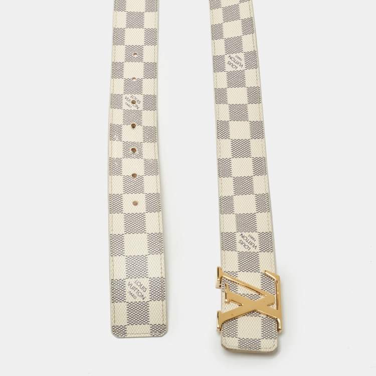 Pre Owned Louis Vuitton Damier Azur Canvas LV Initiales Belt 95 CM