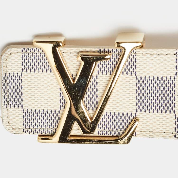 Pre Owned Louis Vuitton Damier Azur Canvas LV Initiales Belt 95 CM