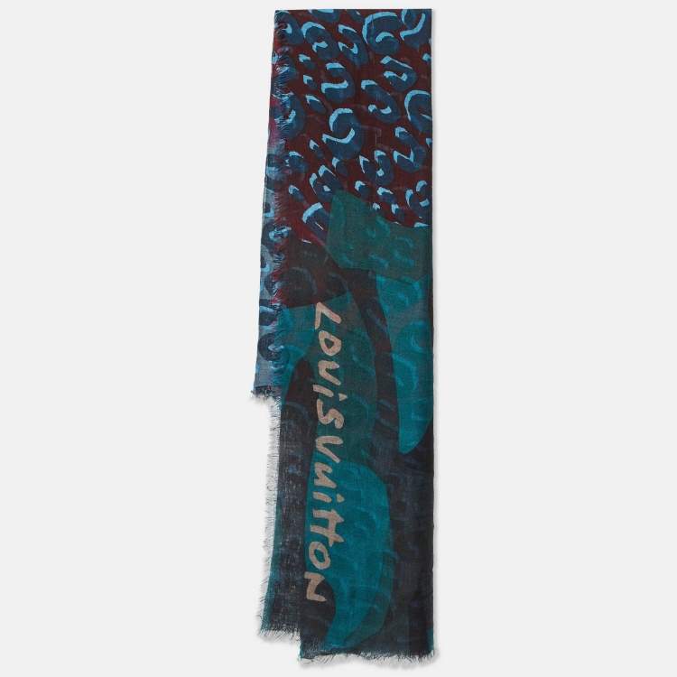 Pre Owned Louis Vuitton Multicolor Leopard Print Cashmere & Silk Scarf
