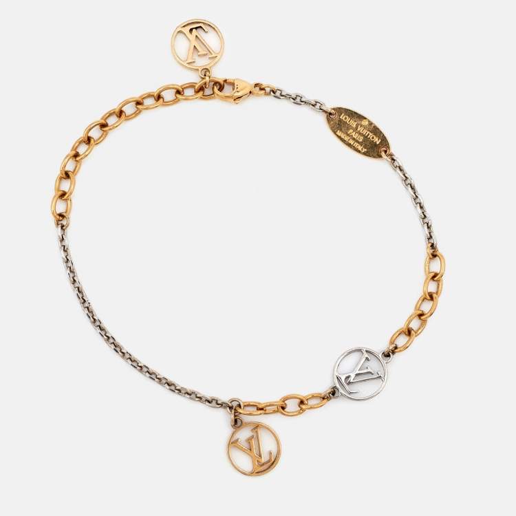 Pre Owned Louis Vuitton Logo Mania Two Tone Bracelet