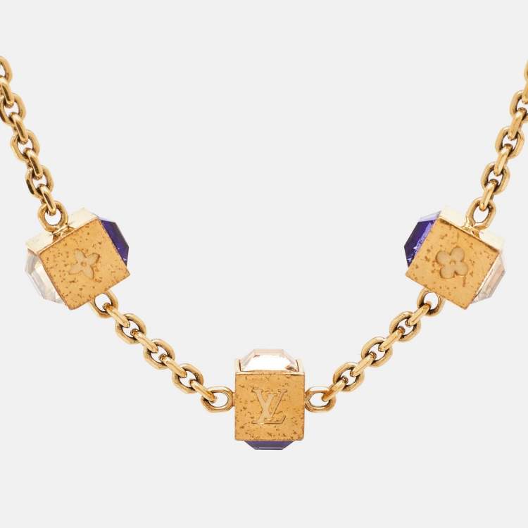 Pre Owned Louis Vuitton Gamble Crystal Gold Tone Bracelet