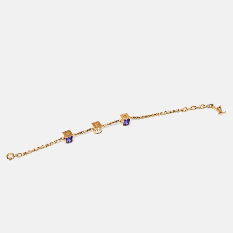 Pre Owned Louis Vuitton Gamble Crystal Gold Tone Bracelet