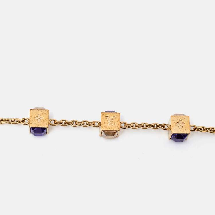 Pre Owned Louis Vuitton Gamble Crystal Gold Tone Bracelet