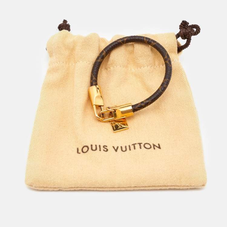 Pre Owned Louis Vuitton Monogram Luck It Brown Canvas Gold Tone Charm Bracelet