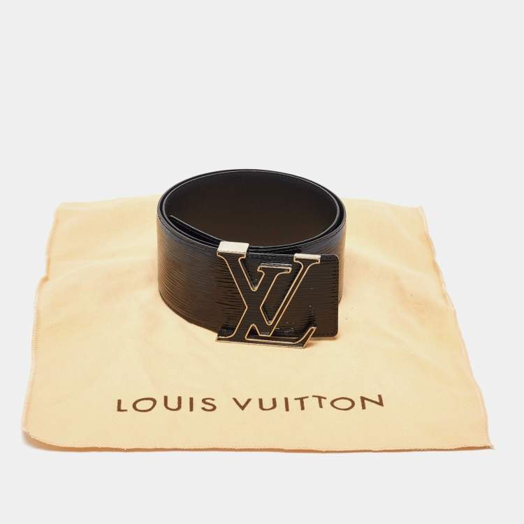 Pre Owned Louis Vuitton Black Electric Epi Leather LV Initiales Waist Belt 75CM