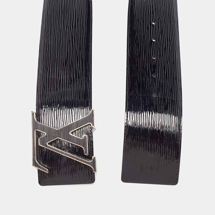 Pre Owned Louis Vuitton Black Electric Epi Leather LV Initiales Waist Belt 75CM